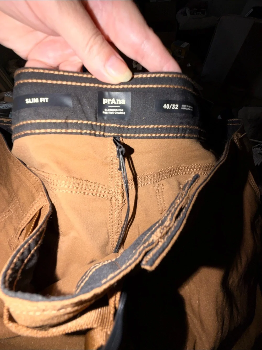 Prana Men's Brown Chinos with Drawstring Waist